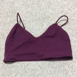Women's Ribbed V-Neck Bralette in Deep Plum